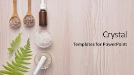  Presentation with handmade spa bath soap - Presentation theme enhanced with spa and wellness still life background and a soft green colored foreground