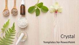  Presentation with green life - Amazing presentation design having spa and wellness still life backdrop and a lemonade colored foreground