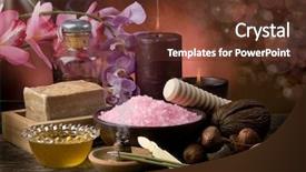  Presentation with spa concept - PPT theme having medicinal plants effect - spa- aromatherapy concept background and a tawny brown colored foreground