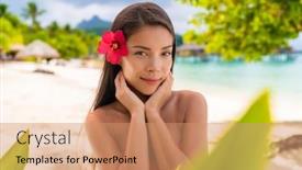  Presentation with skin care natural - Beautiful PPT theme featuring spa-asian-natural-beauty-woman backdrop and a coral colored foreground