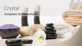  Presentation with spa meditation - Audience pleasing PPT theme consisting of spa-background-composition-massage-oriental backdrop and a light gray colored foreground