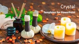  Presentation with spa meditation - Presentation design consisting of spa-background-towel-candles-flowers background and a tawny brown colored foreground