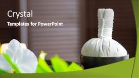  Presentation with spa herbal balls - Colorful presentation theme enhanced with spa-background-towel-candles-flowers backdrop and a tawny brown colored foreground