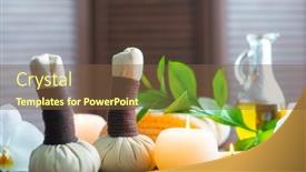  Presentation with spa herbal balls - Slide deck enhanced with spa-background-towel-candles-orchid background and a tawny brown colored foreground