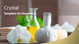  Presentation with spa meditation - Presentation design featuring spa-background-towel-candles-orchid background and a tawny brown colored foreground