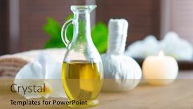  Presentation with spa herbal balls - Cool new PPT theme with spa-background-towel-candles-orchid backdrop and a gold colored foreground