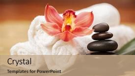  Presentation with massage therapy - Beautiful presentation theme featuring spa background white towels backdrop and a coral colored foreground
