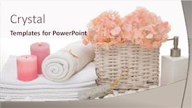  Presentation with hydrangea - Audience pleasing PPT layouts consisting of spa background with hydrangea in basket with herbal candle oil towel stones salt in bowl backdrop and a sky blue colored foreground