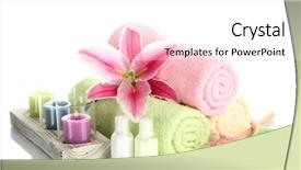  Presentation with white candles - Colorful slide deck enhanced with skin beauty oils - towels with lily aroma oil backdrop and a white colored foreground