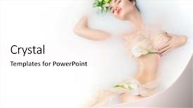  Presentation with girl model - Beautiful PPT theme featuring spa beauty model girl bathing backdrop and a white colored foreground