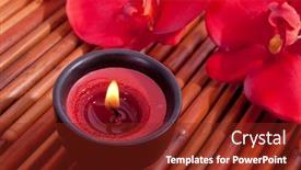  Presentation with spa meditation - Beautiful PPT theme featuring spa candle and colorful orchid flower for aromatherapy meditation backdrop and a tawny brown colored foreground