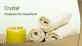  Presentation with clean - PPT layouts consisting of spa candles and green clean towels background and a cream colored foreground