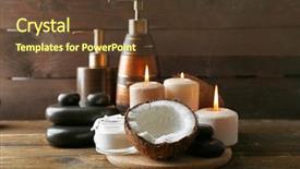  Presentation with natural products - Presentation design featuring spa coconut products on dark background and a tawny brown colored foreground