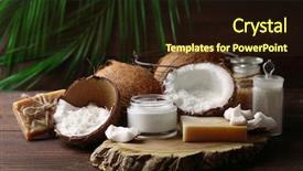  Presentation with oil products - Theme having spa coconut products on dark background and a wine colored foreground