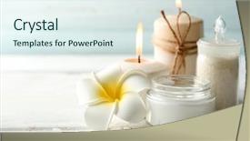  Presentation with coconut - Presentation design with spa coconut products on light background and a sky blue colored foreground