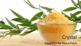  Presentation with stones - Beautiful PPT theme featuring spa composition made of some flowers stones and other elements backdrop and a yellow colored foreground