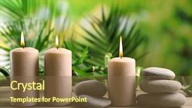  Presentation with spa stones leaves - Audience pleasing PPT layouts consisting of spa composition of candles stones backdrop and a tawny brown colored foreground