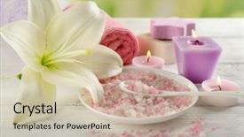  Presentation with spa - PPT layouts consisting of spa composition on white wooden background and a soft green colored foreground