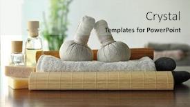  Presentation with spa - Audience pleasing PPT theme consisting of spa-composition-on-wooden-table backdrop and a light gray colored foreground