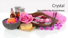  Presentation with oils - Presentation design featuring spa composition with aroma oils isolated on white background and a light gray colored foreground