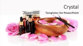  Presentation with oils - Audience pleasing PPT theme consisting of spa composition with aroma oils isolated on white backdrop and a white colored foreground