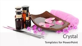  Presentation with oils - PPT theme having spa composition with aroma oils isolated on white background and a white colored foreground