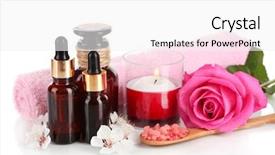  Presentation with oils - Slide deck consisting of aroma oils isolated on white background and a white colored foreground