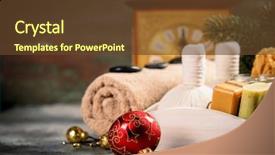  Presentation with holiday - Beautiful presentation design featuring spa composition with christmas decoration backdrop and a tawny brown colored foreground