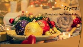  Presentation with holiday - Presentation theme with spa composition with christmas decoration background and a gold colored foreground