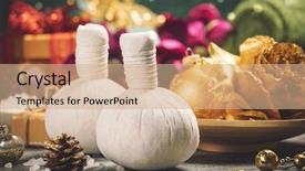  Presentation with christmas lights bulb decoration - PPT theme consisting of spa composition with christmas decoration background and a  colored foreground