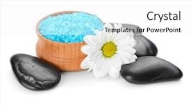  Presentation with crystal - Slide deck consisting of spa composition with flower and toning sea crystal background and a white colored foreground