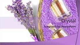  Presentation with oils - Presentation theme featuring spa composition with lavender essential oils closeup background and a lilac colored foreground