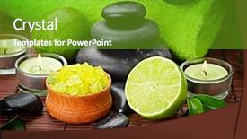  Presentation with crystals - Beautiful slide set featuring spa composition with lime backdrop and a tawny brown colored foreground