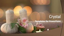  Presentation with spa herbal balls - Beautiful presentation design featuring spa composition with massage compress backdrop and a coral colored foreground