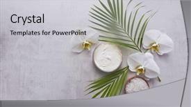  Presentation with palm - Slide deck enhanced with spa composition with orchid flowers background and a light gray colored foreground