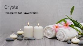  Presentation with spa - Audience pleasing presentation theme consisting of spa-composition-with-pink-frangipani backdrop and a light gray colored foreground