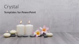  Presentation with spa - Beautiful slide set featuring spa-composition-with-pink-frangipani backdrop and a light gray colored foreground