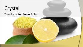  Presentation with crystals - Colorful PPT layouts enhanced with spa composition with stones backdrop and a  colored foreground