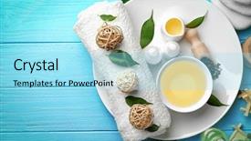  Presentation with blue spa - Cool new presentation theme with spa composition with tea tree backdrop and a arctic colored foreground