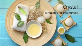  Presentation with blue spa - Audience pleasing slide deck consisting of spa composition with tea tree backdrop and a coral colored foreground