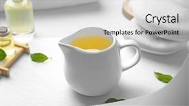  Presentation with oil palm tree - PPT layouts consisting of spa composition with tea tree background and a  colored foreground