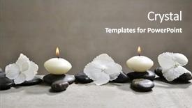  Presentation with hydrangea - Slide deck consisting of spa concept - hydrangea petals with black stones background and a gray colored foreground