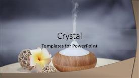  Presentation with diffuser - Amazing PPT theme having spa concept aroma oil diffuser backdrop and a light gray colored foreground