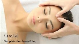 Presentation with face massage spa skin - Slide set having spa concept face massage young background and a coral colored foreground