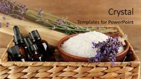  Presentation with phyto essential basil aroma oil - Colorful PPT theme enhanced with spa concept lavender aroma oil backdrop and a coral colored foreground