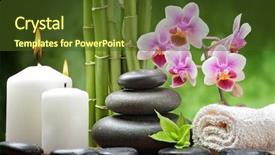  Presentation with spa concept - Slide set with hands pebble - spa concept with zen basalt background and a tawny brown colored foreground