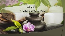  Presentation with zen - PPT theme featuring spa concept with zen basalt stones and massage oil background and a yellow colored foreground