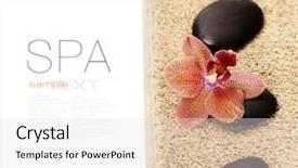  Presentation with zen - Beautiful slide deck featuring spa concept zen stones orchid flower and towel over white with easy removable sample text backdrop and a light gray colored foreground