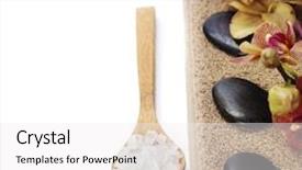  Presentation with zen stones - Colorful slide deck enhanced with spa concept zen stones sea salt orchid flower and towel over white backdrop and a white colored foreground