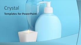  Presentation with blue spa - PPT theme consisting of spa-cosmetics-on-blue-background background and a light blue colored foreground